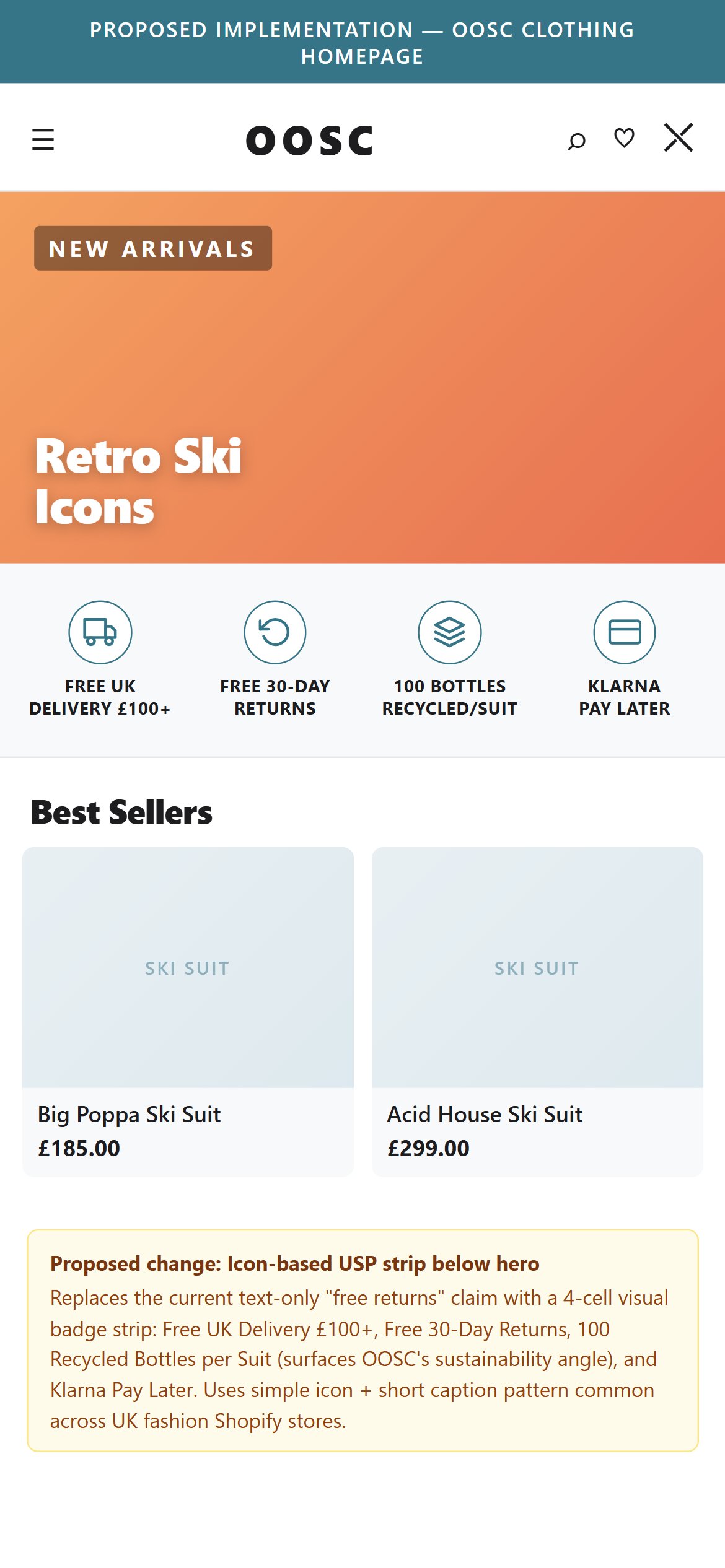Proposed Implementation — OOSC Clothing Homepage